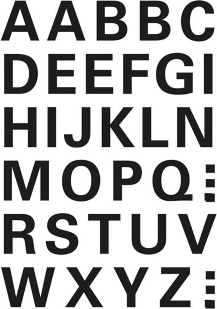 Buchstaben 15mm A-Z selbstklebend wetterfest Folie schwarz VE=10x1 Blatt