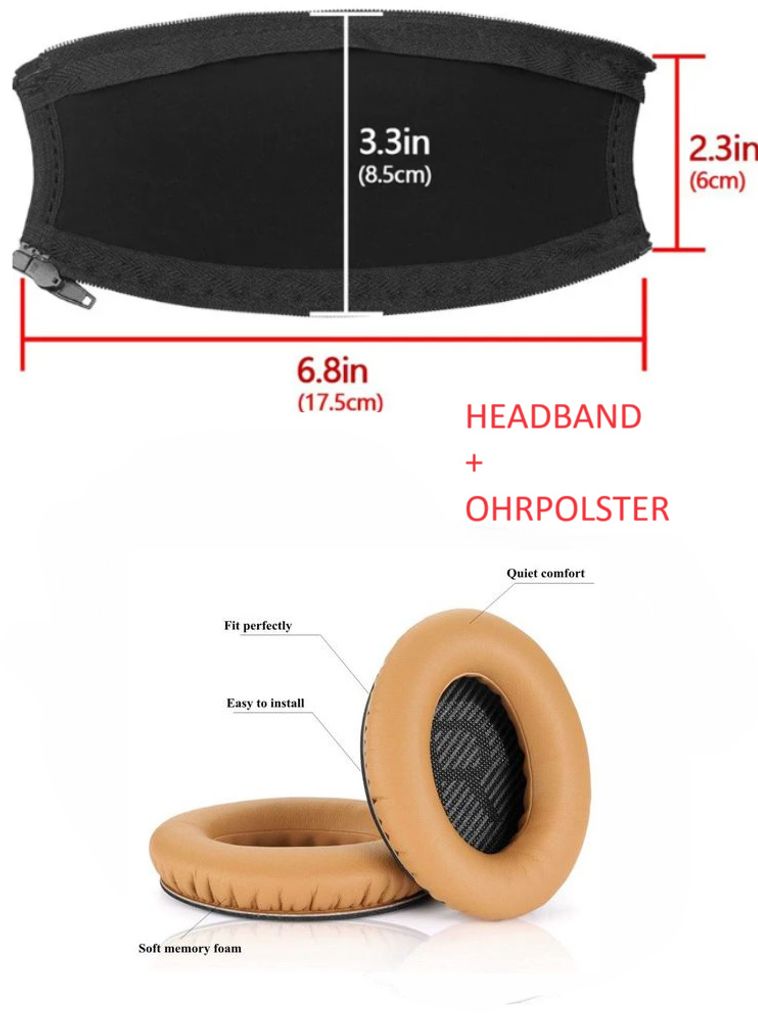 OHRPOLSTER+Kopfpad für Bose QuietComfort QC15 QC25 QC35 QC45 QC35 II AE2 Khaki