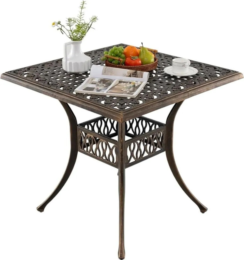 Table de terrasse aluminium 80x80 cm idéale pour repas au soleil