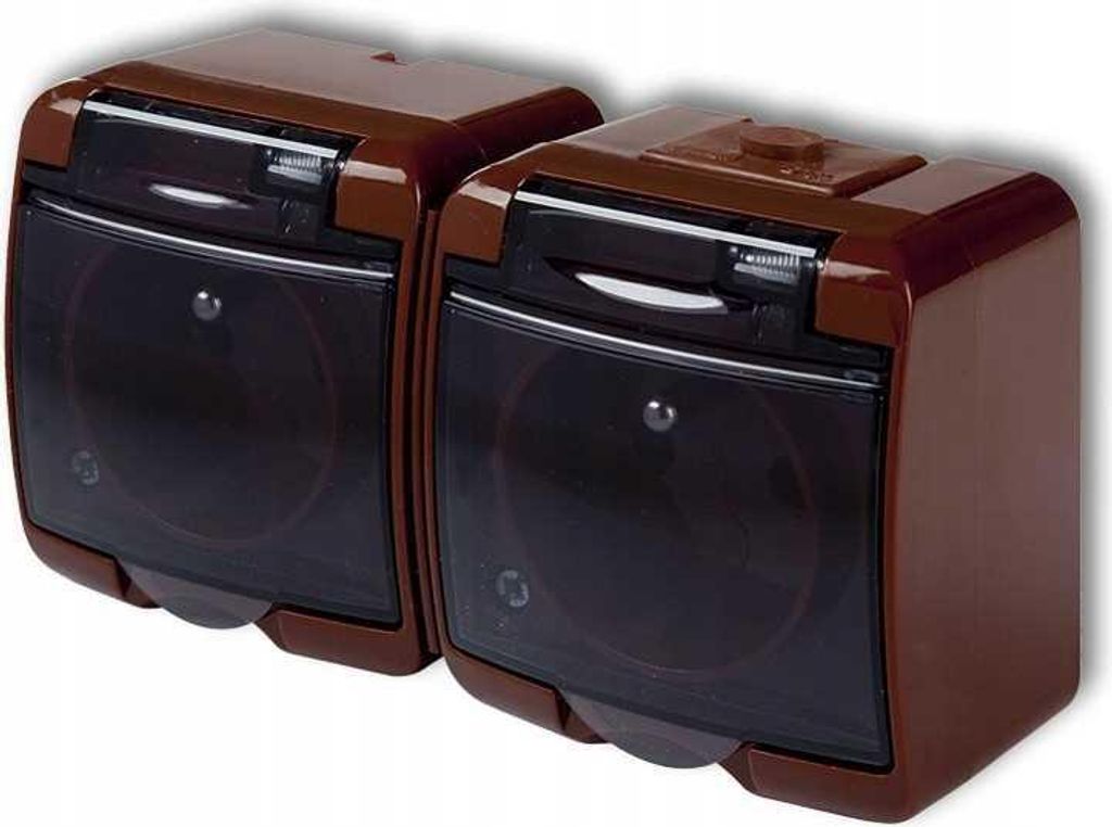 JUNIOR Doppelsteckdose mit Erdung 2x(2P+Z) braun Produktbild 