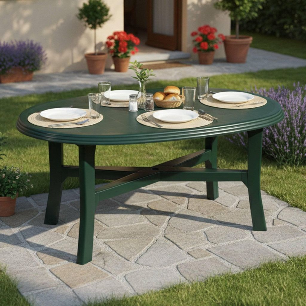 Simmsville - Tavolo da Esterno, 165x110x72h cm Verde, 6 Immagine del prodotto 