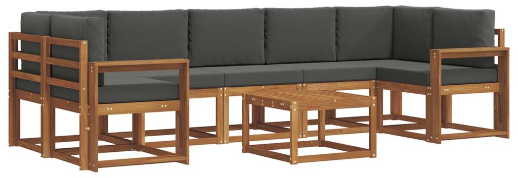 vidaXL Outdoor-Sofagarnitur mit Kissen 8 pcs Natur und Anthrazit