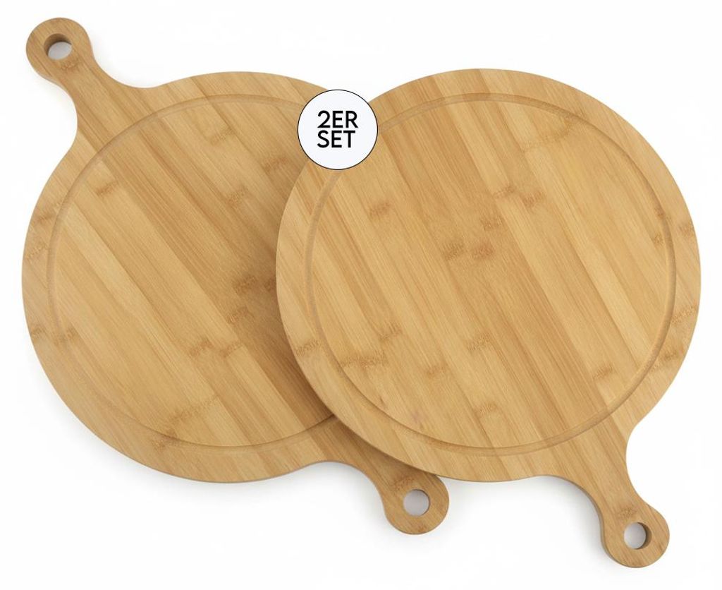 2er Set Schneidebrett mit Saftrille, Bambus, extra schwere Produktbild 