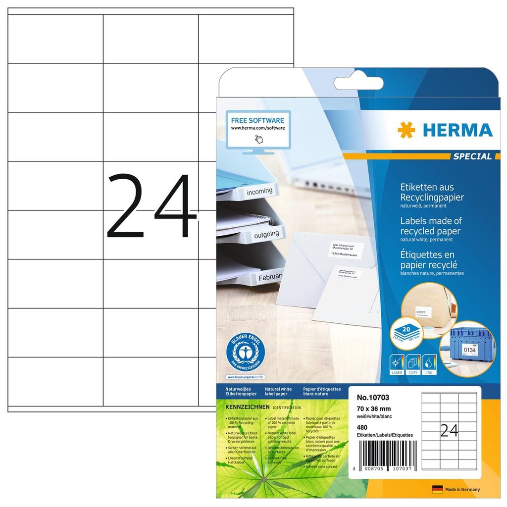 HERMA 10703, Etikety, 7 cm, 3,6 cm, 24 kusů Obrázek produktu 