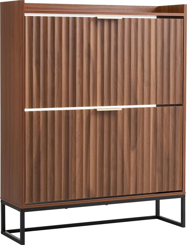 Meuble à chaussures bois marron 80x24x100 cm - Rangement entrée étroit