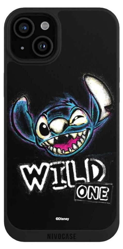 NIVOCASE Handyhülle für Apple iPhone 15 Plus Hülle NIVOpure Case Schwarz Disney Offizielles Lizenzprodukt Lilo & Stitch