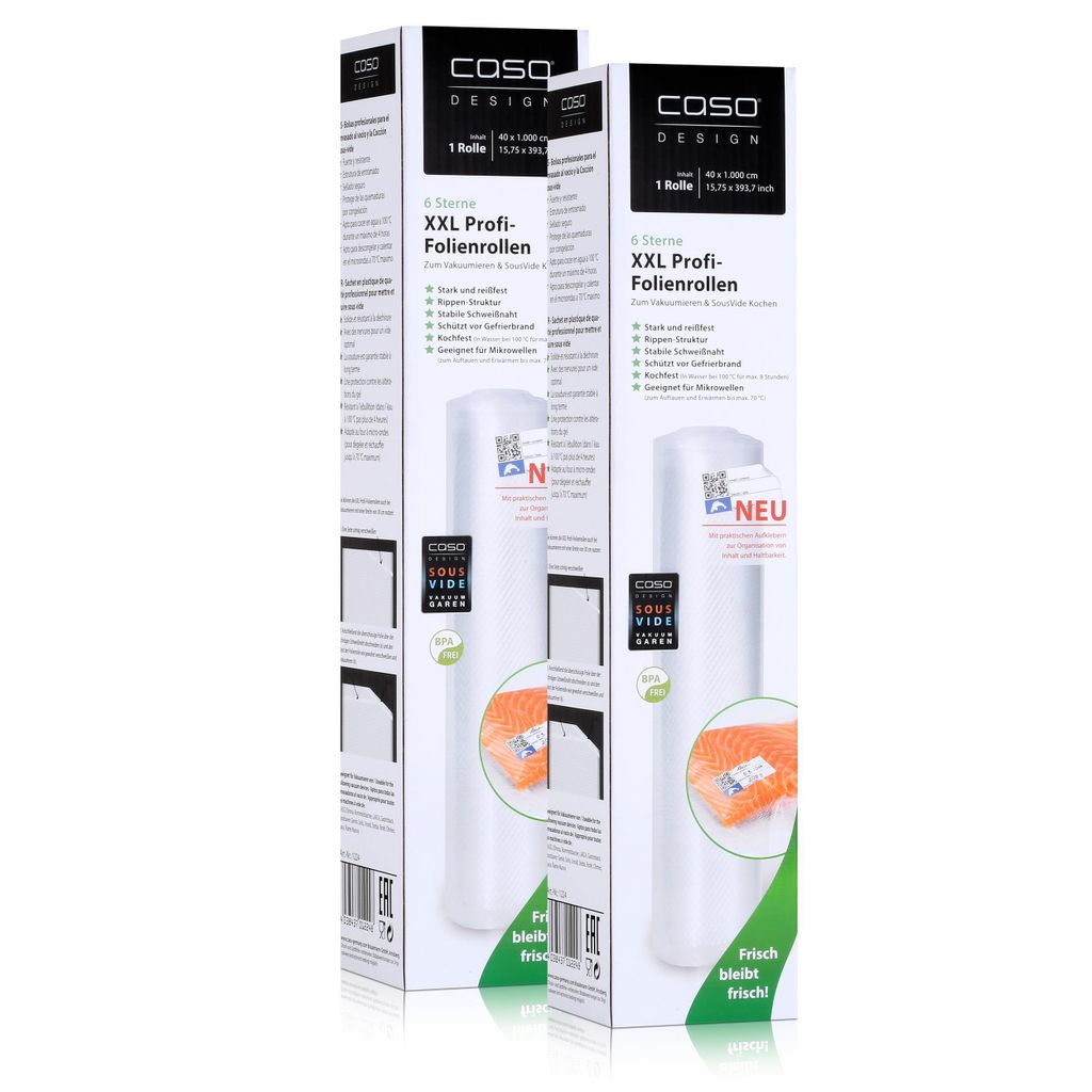 Caso XXL Profi-Folienrollen 40x1000 cm / 1 Rolle für Vakuumierer Caso (2er Pack