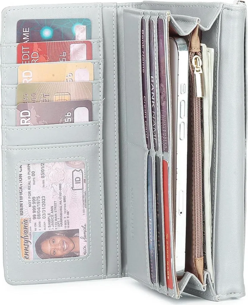 Porte-monnaie Femme Multicartes avec Compartiment Mobile en Simili Cuir - 3