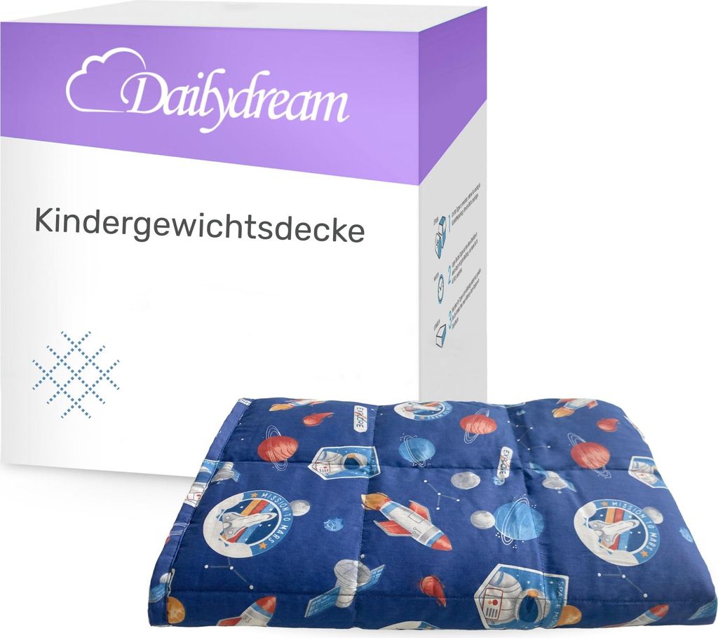 Gewichtsdecke für Kinder aus 100% Baumwolle, Edition "Space" 3,2 KG / 104 x 150 cm