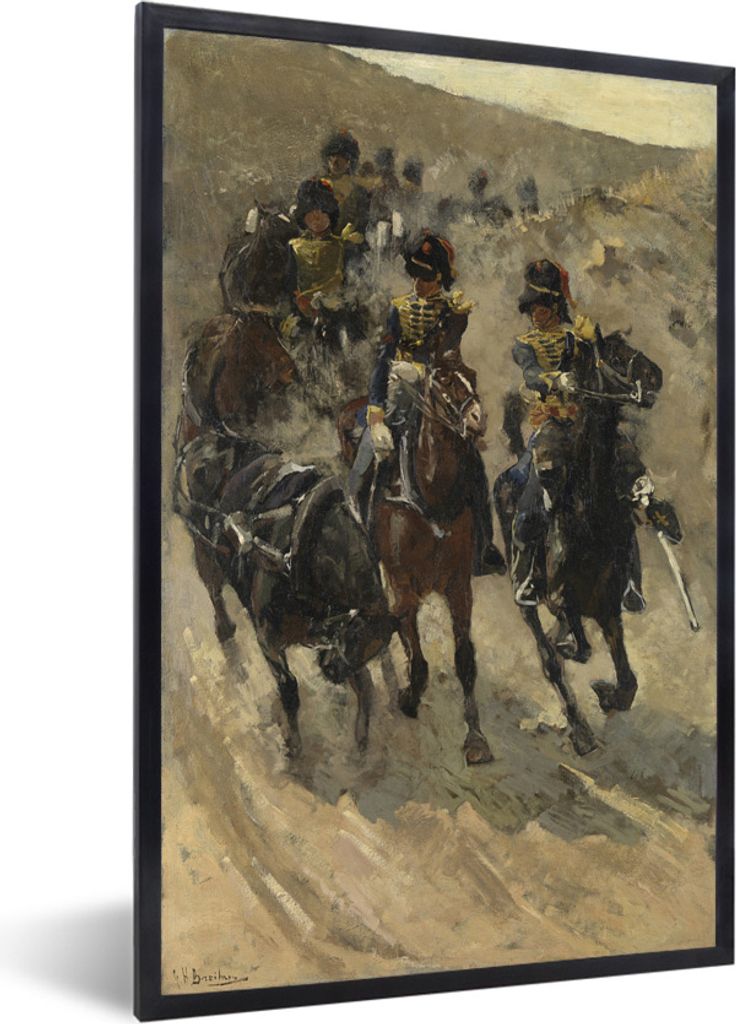 MuchoWow MuchoWow Gerahmtes Poster Die Gelben Reiter - Gemälde von George Hendrik Breitner 40x60 cm - Poster mit zchwarzem Bilderrahmen - Papi...