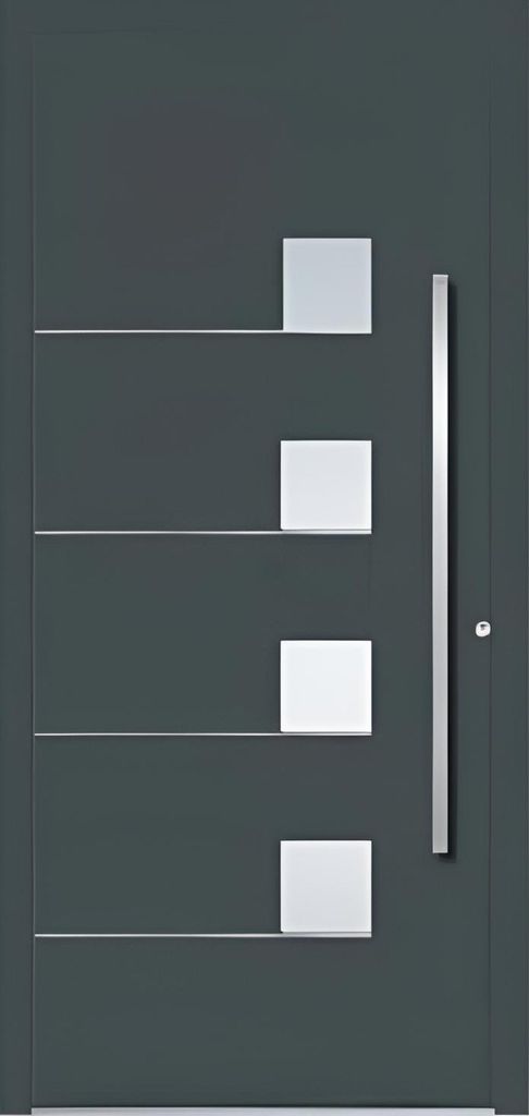 Graue Aluminium-Sicherheitstür Moderne Tür mit Glaseinsätzen Premium-Türen
