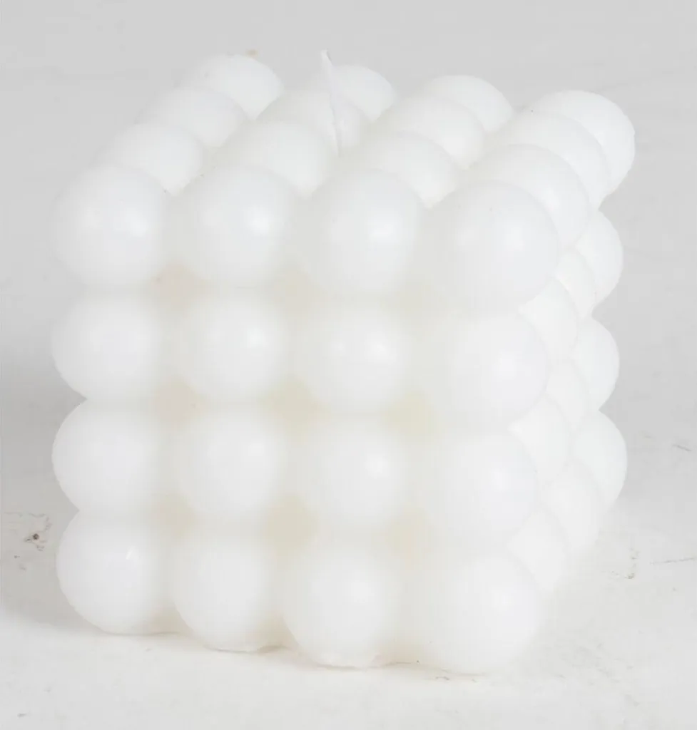 Lot de 12 Bougies Bubble 8cm - Boules Carrées Colorées pour Décoration