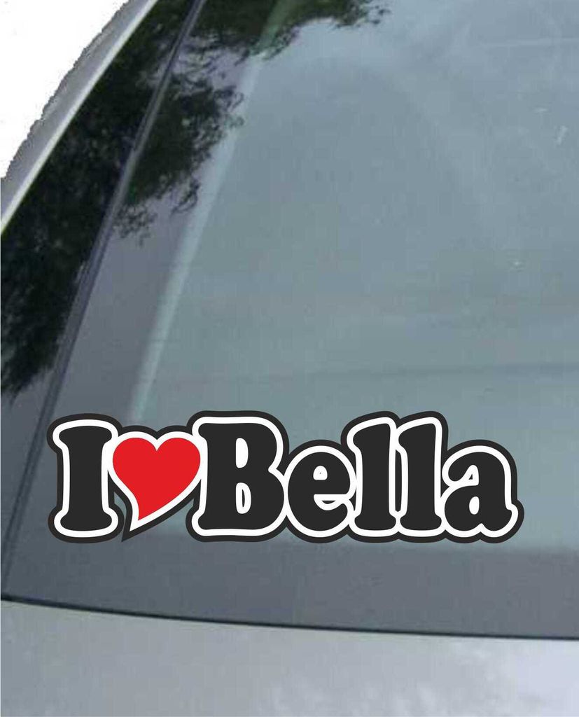 INDIGOS UG - Aufkleber / Autoaufkleber I Love Heart - Ich liebe mit Herz 15 cm - I LOVE Bella - Auto LKW Truck - Sticker mit Namen vom Mann Frau Kind