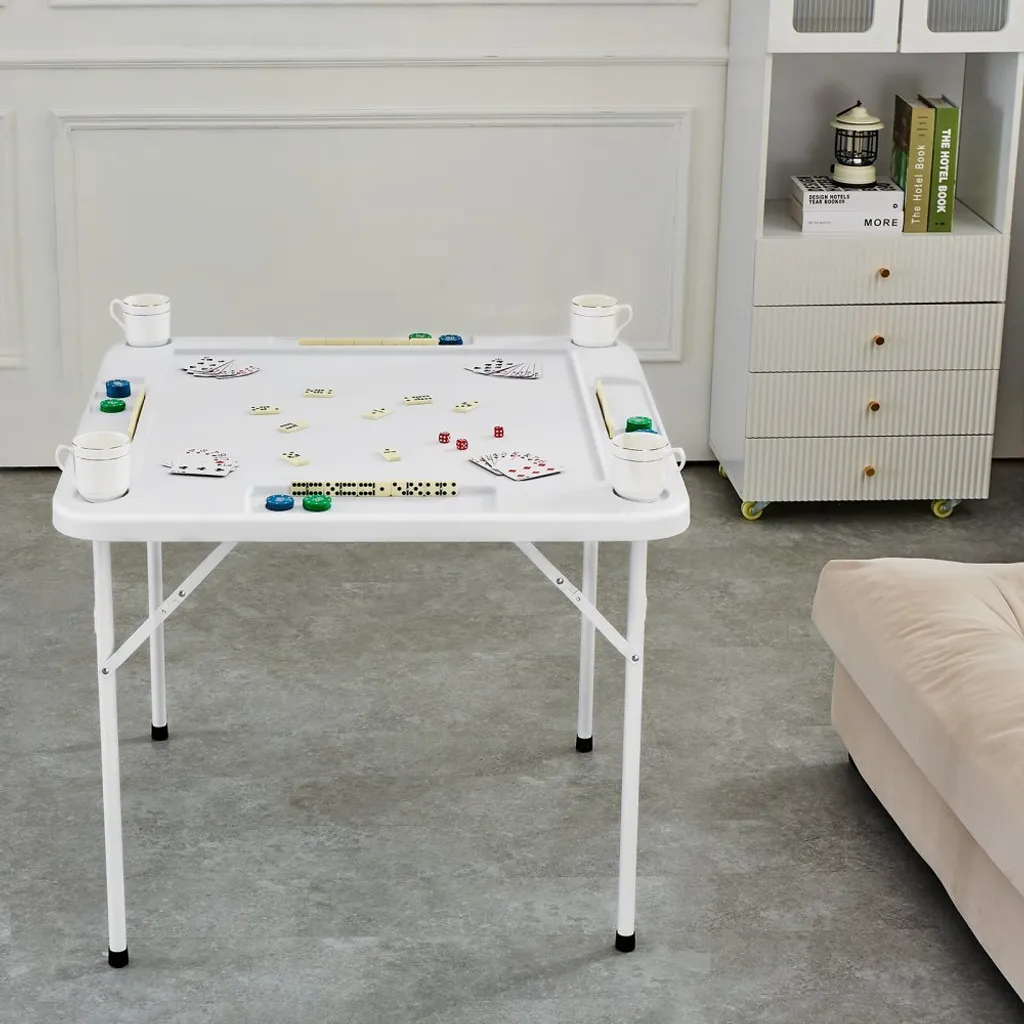 Table de Mahjong Pliante pour 4 Joueurs avec Plateau Vert Résistant - 8