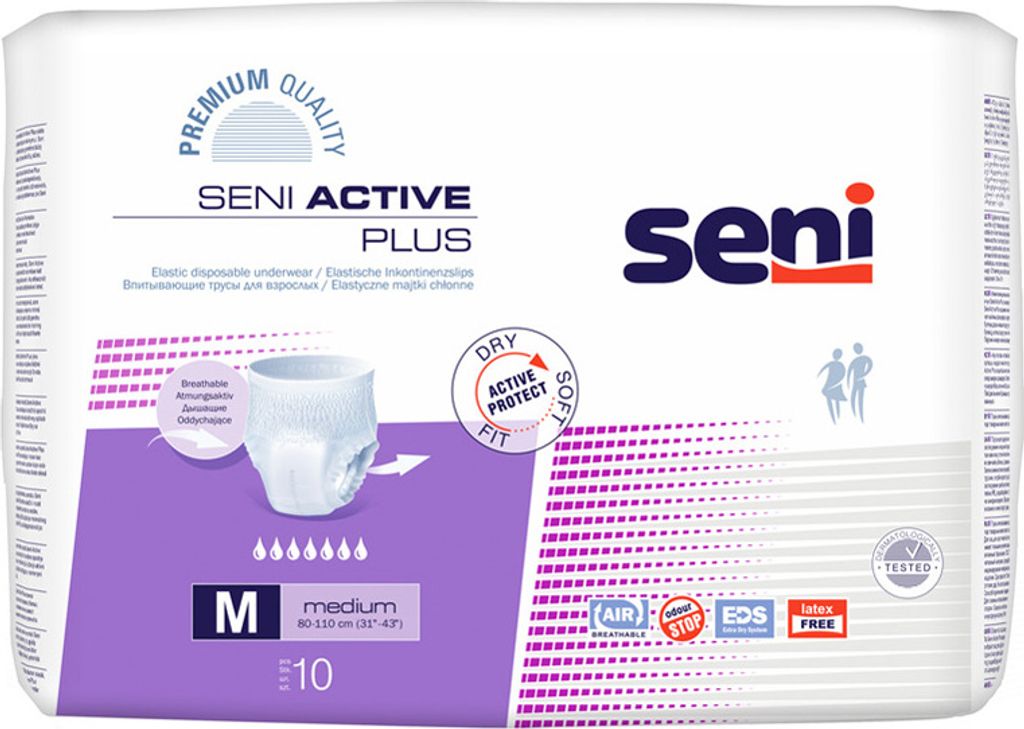 Majtki chłonne Seni Active Plus 10 sztuk M - Długi termin Obrázok produktu 