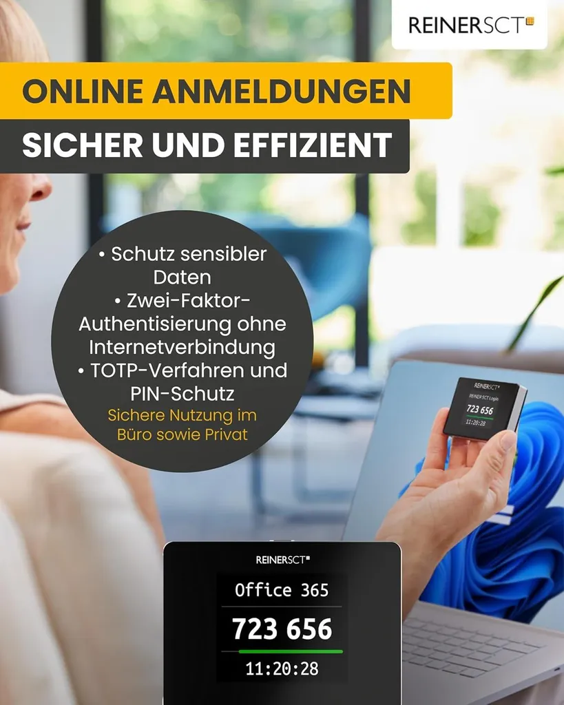 Authenticator mini REINER SCT avec Écran LCD et Stockage de 60 Comptes - 9