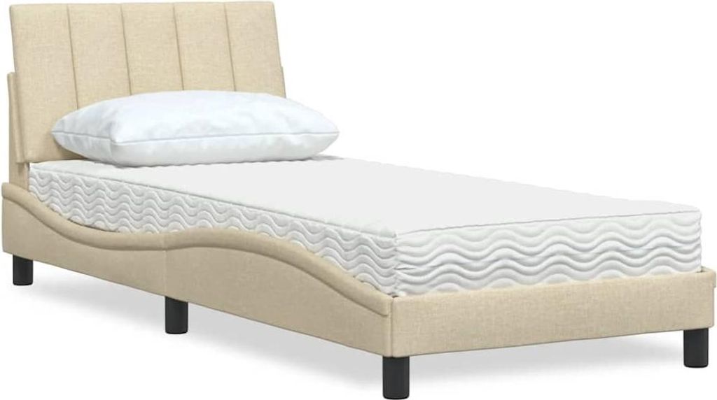 vidaXL Bett mit Matratze "Hanko" Creme 80x200 cm Stoff