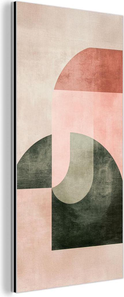 MuchoWow Wanddekoration Metall Metallbild Wandkunst 40x80 cm Kreis - Abstrakt - Rosa MuchoWow Aluminium Gemälde - Wanddekoration - Industrial