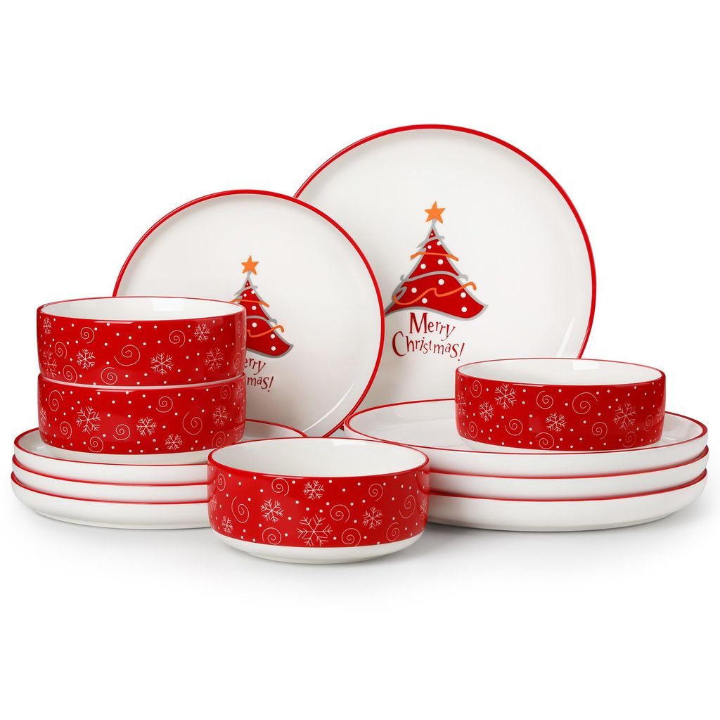 12-St Porzellan Geschirrset für Weihnachten