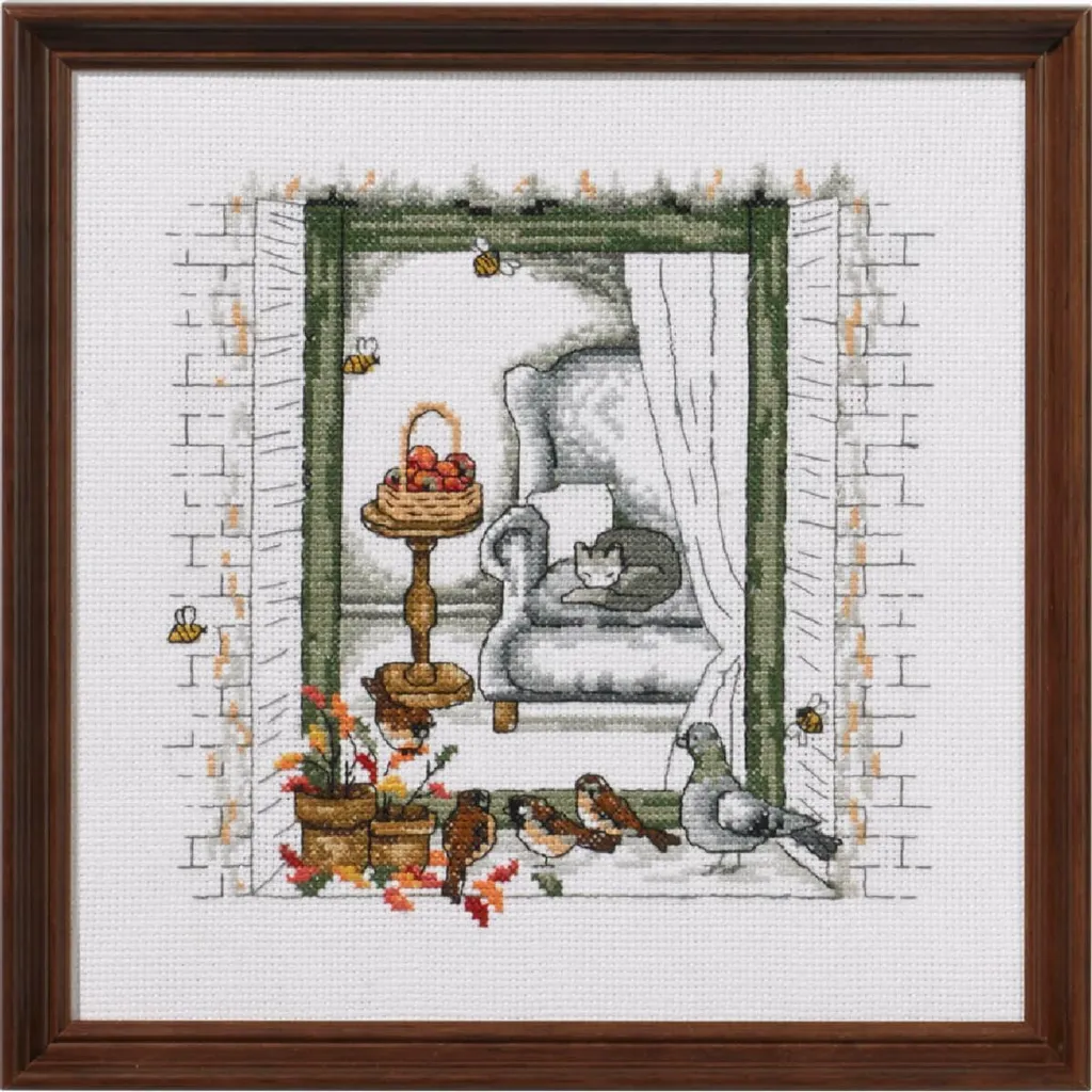 Decorazione Casa: Kit Punto Croce Permin 92-9177 Finestra d'Autunno