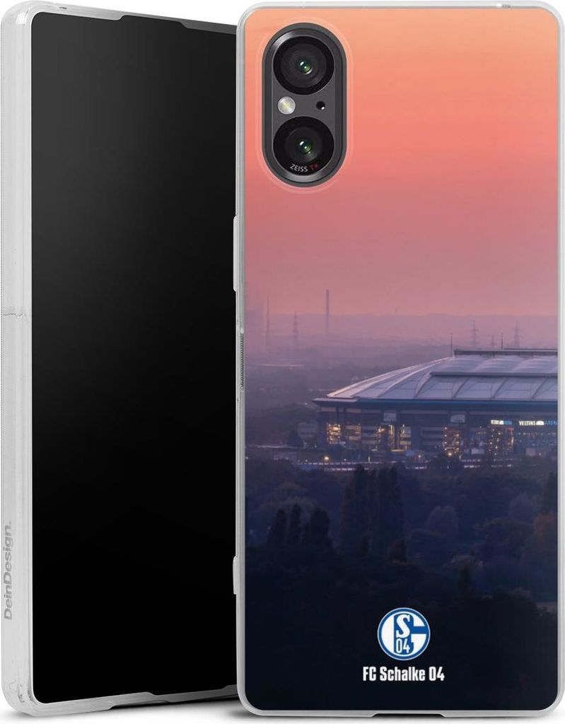 DeinDesign Slim Hülle für Sony Xperia 5 V Silikon Case Ultra Dünn Handyhülle FC Schalke 04 Offizielles Lizenzprodukt Stadion