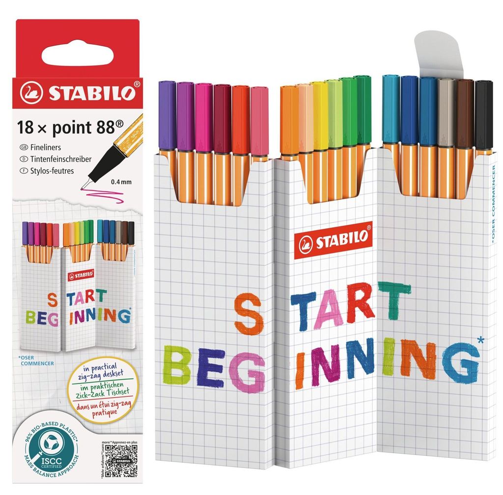 STABILO Fineliner - punta 88 - set da tavolo 18 zig-zag - Immagine del prodotto 