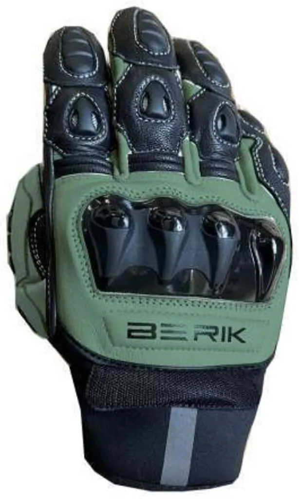 Gants Berik Zakuda XS Noir Vert avec Protections Articulations Moto