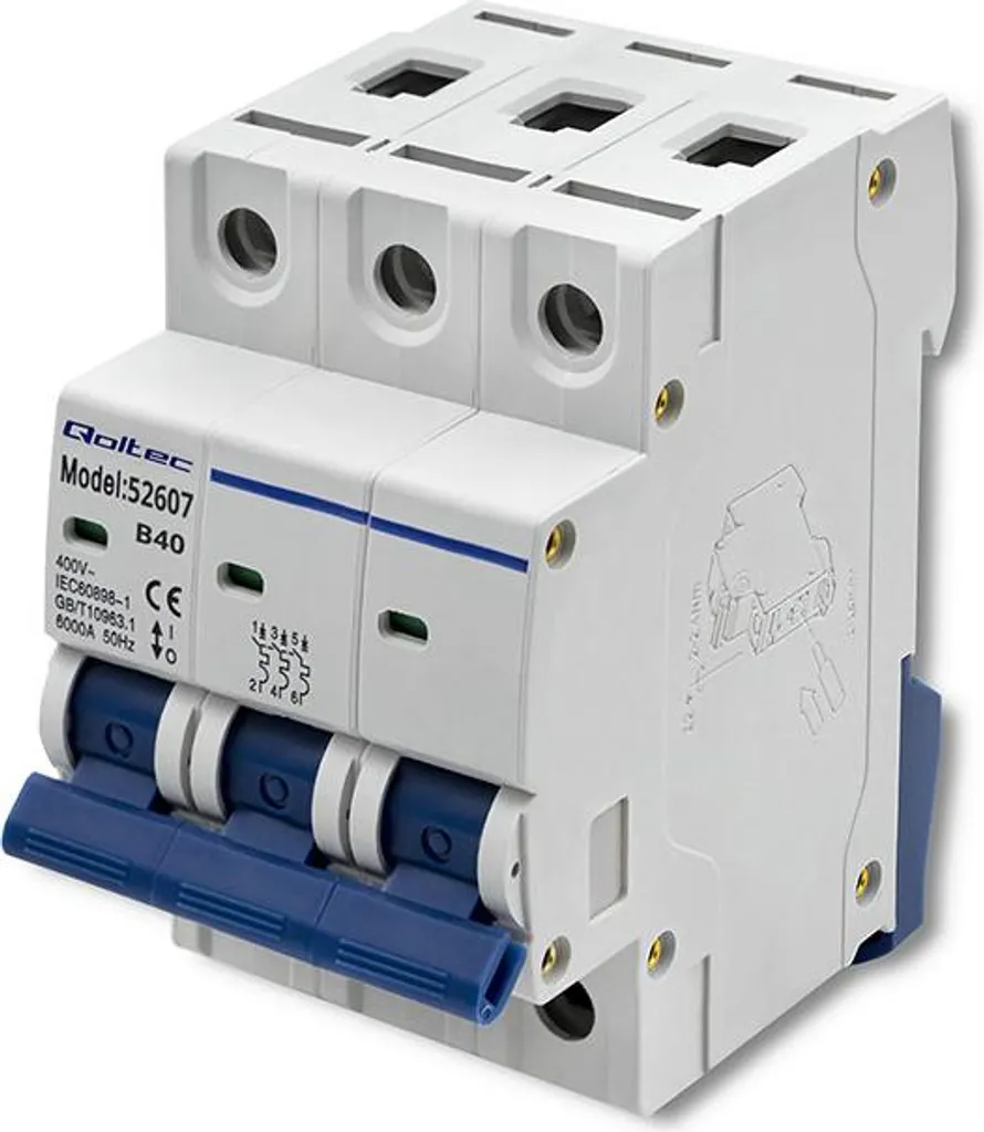 Disjoncteur Magnétothermique Triphasé 40A Qoltec B40 pour Rail DIN AC