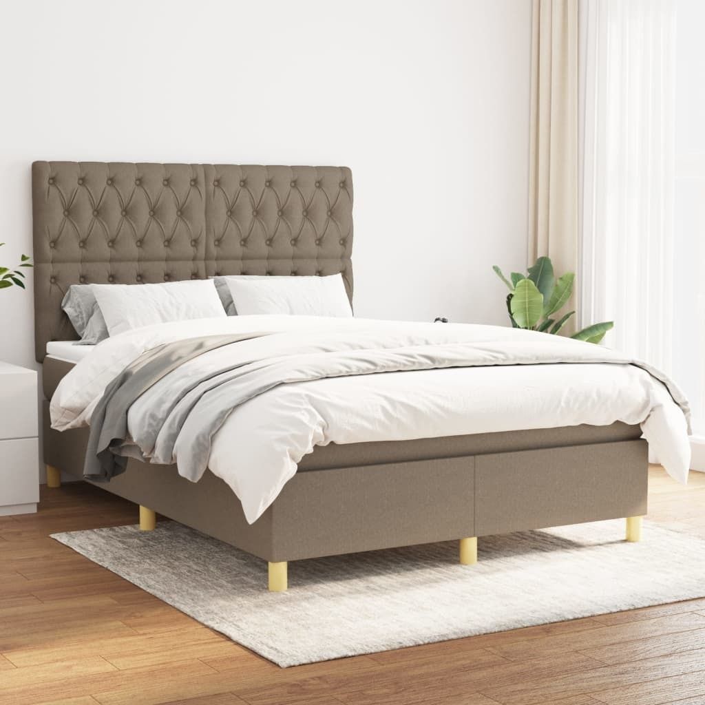 Maison Exclusive - Boxspringbett mit Matratze Taupe 140x200 cm Stoff