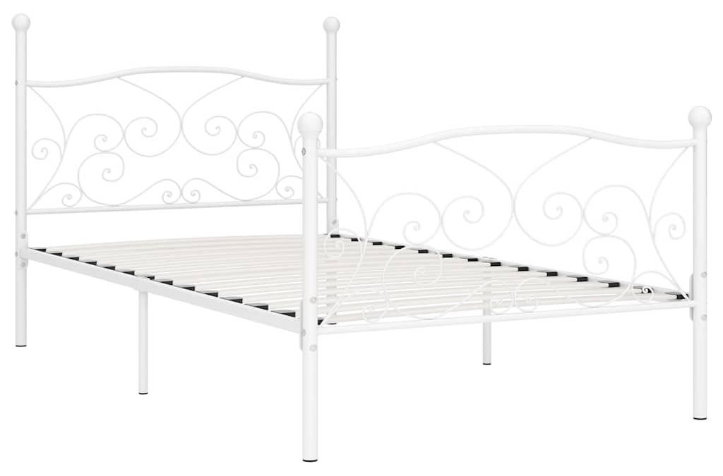 vidaXL Bettgestell mit Lattenrost Weiß Metall 100 × 200 cm Produktbild 