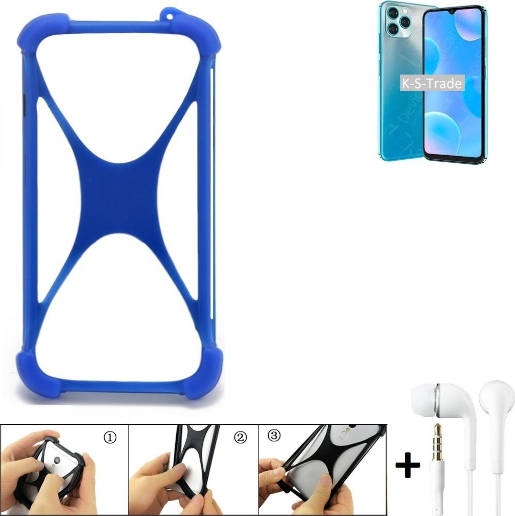 Handy Hülle kompatibel mit Blackview A95 Bumper Schutzhülle Silikon Schutz Hülle Cover Case Silikoncase Silikonbumper TPU Softcase Smartphone, Blau
