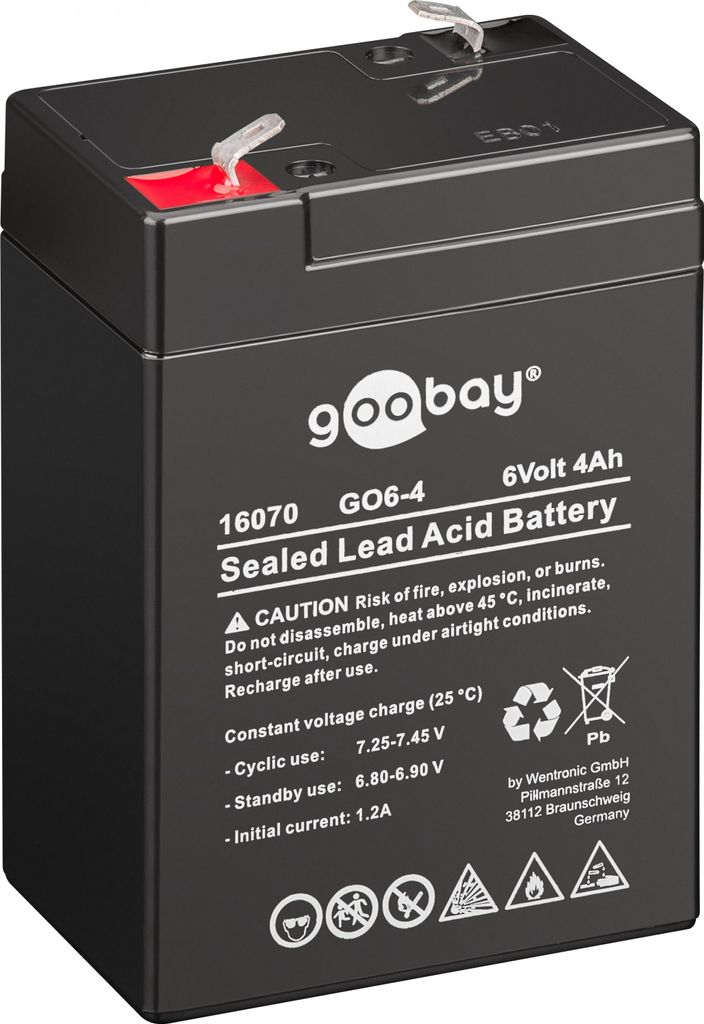 Blei Akku GO6-4 (4000 mAh, 6 V) Faston (4,8 mm) Bleiakku, Produktbild 