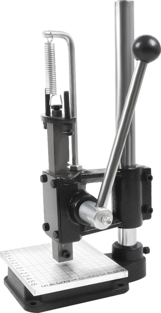 Handpresse für Leder - Manuelle Stanzmaschine mit Bohrfutter - Gusseisen - Zum Lochen, Markieren und Prägen - Schwarz