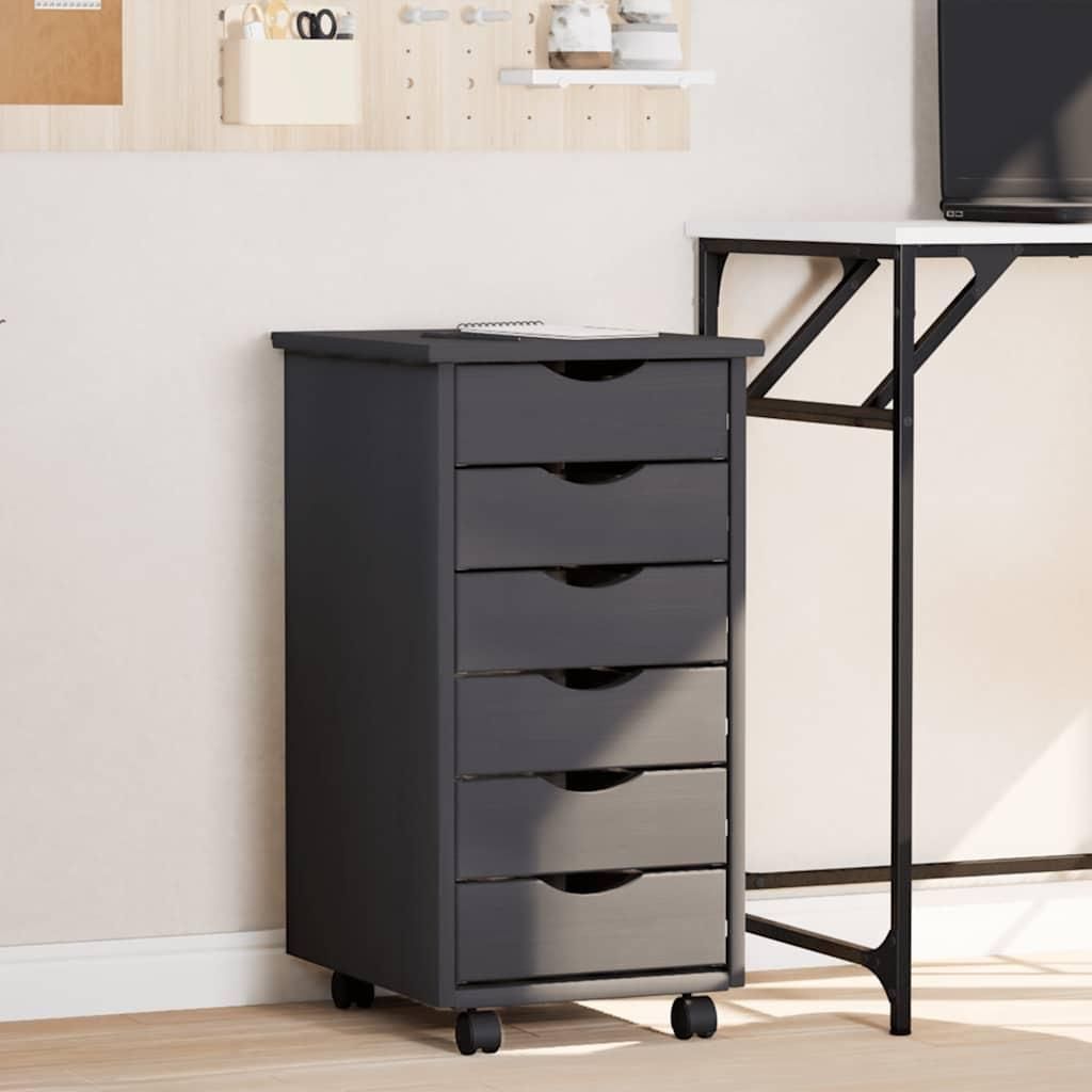 vidaXL Rollschrank mit Schubladen MOSS Grau Massivholz Produktbild 