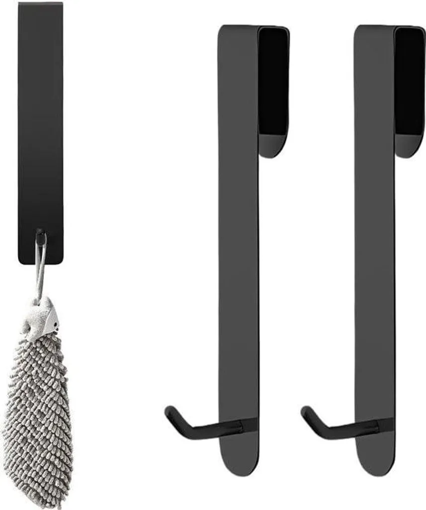 Lot de 2 Crochets de Douche en Acier Inoxydable Noir Mat - Salle de Bain