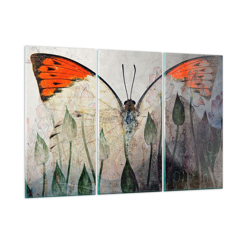 Bilder auf glas - Schmetterling Abstraktion - 105x70cm - Glasbilder - Wandbilder - Kunstdruck - zum Aufhängen bereit - Wanddekoration aus Glas - G...