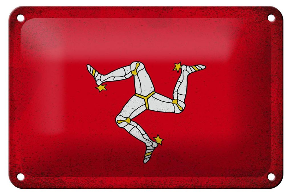 Blechschild Flagge Isle of Man 18x12cm Isle of Man Vintage Dekoration