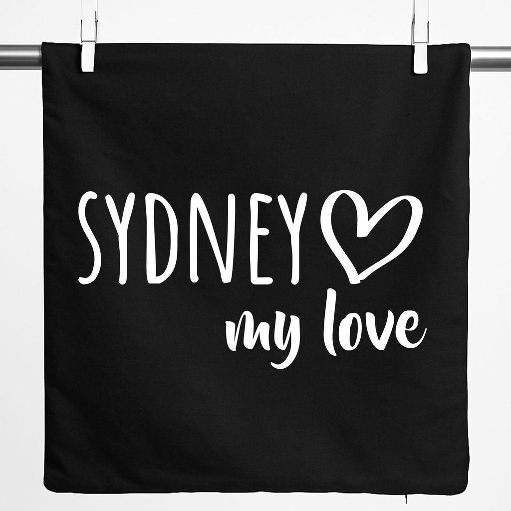 Huuraa Kissenbezug Sydney my love 40x40cm Black Baumwolle Dekokissenbezug Geschenkidee