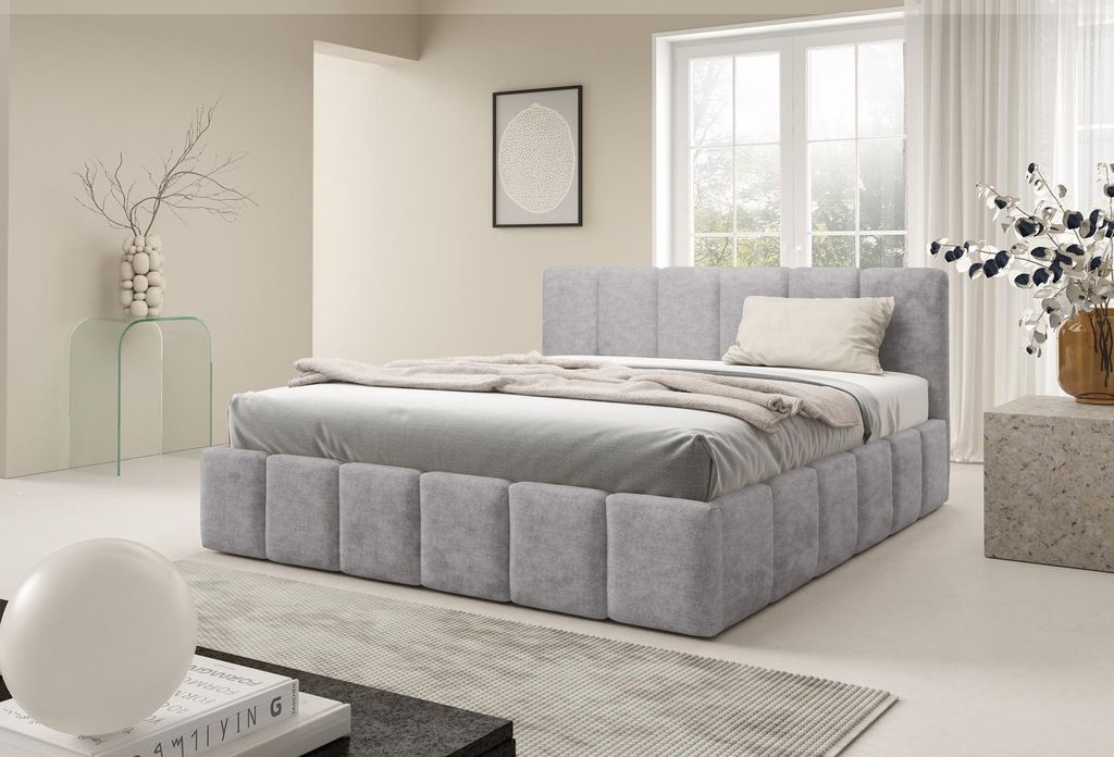 DEKORI INTERIORS Polsterbett KALLA Slim 180x200 cm mit Bettkasten – PERFECT HARMONY 80