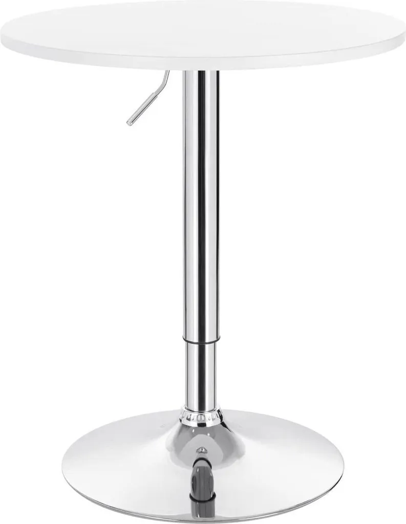 Bolt Edge Table Haute Ronde Blanche réglable en Hauteur Ø60cm Bois Métal
