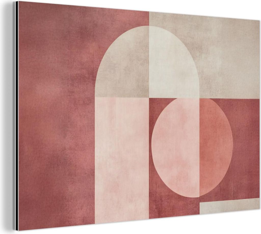 MuchoWow Wanddekoration Metall Metallbild Wandkunst 120x80 cm Figuren - Abstrakt - Rosa MuchoWow Aluminium Gemälde - Alu Bild