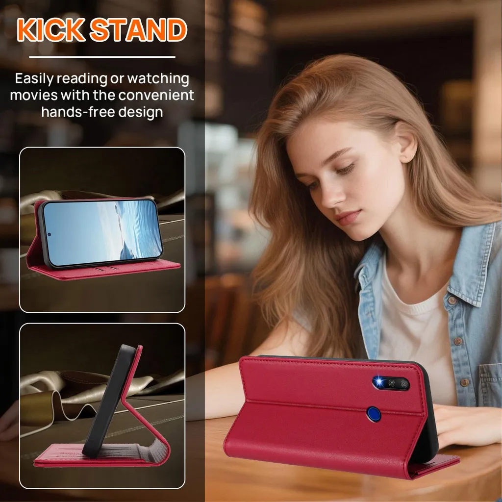 Custodia Flip Huawei Y9 Prime 2019 / P Smart Z Rosso - Vera Protezione - 3