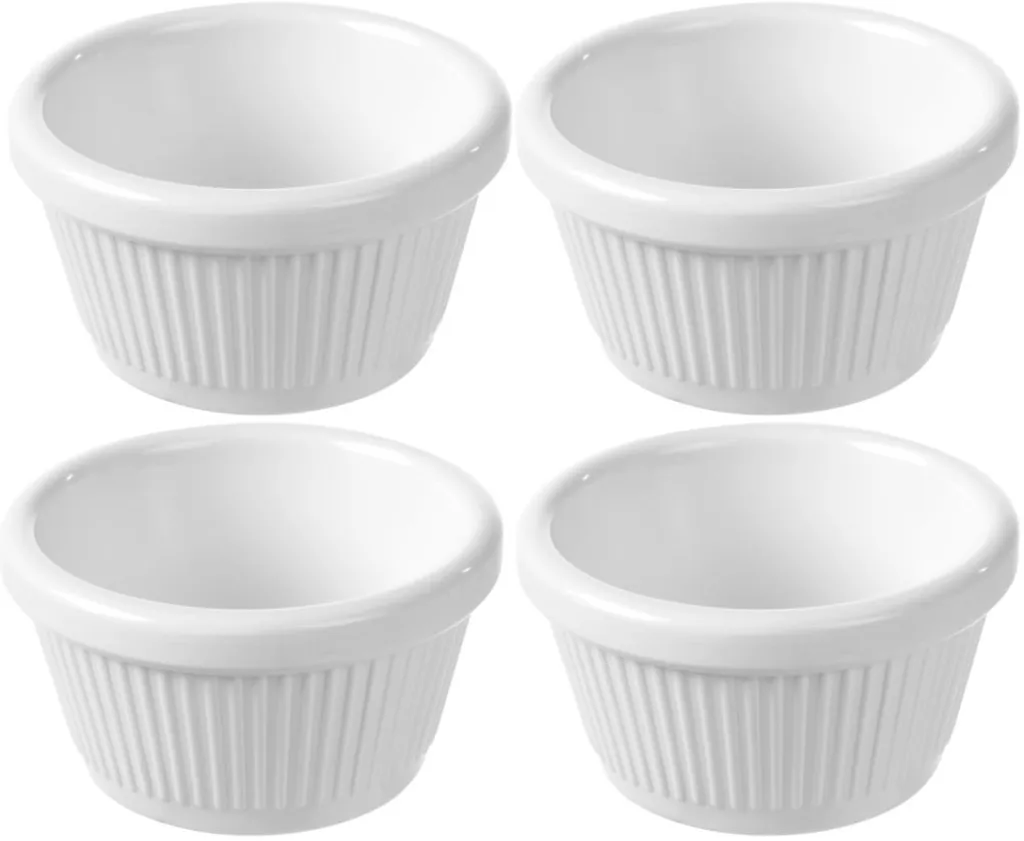 Lot de 4 ramequins à soufflé 50 ml - Petits plats à four ronds blancs