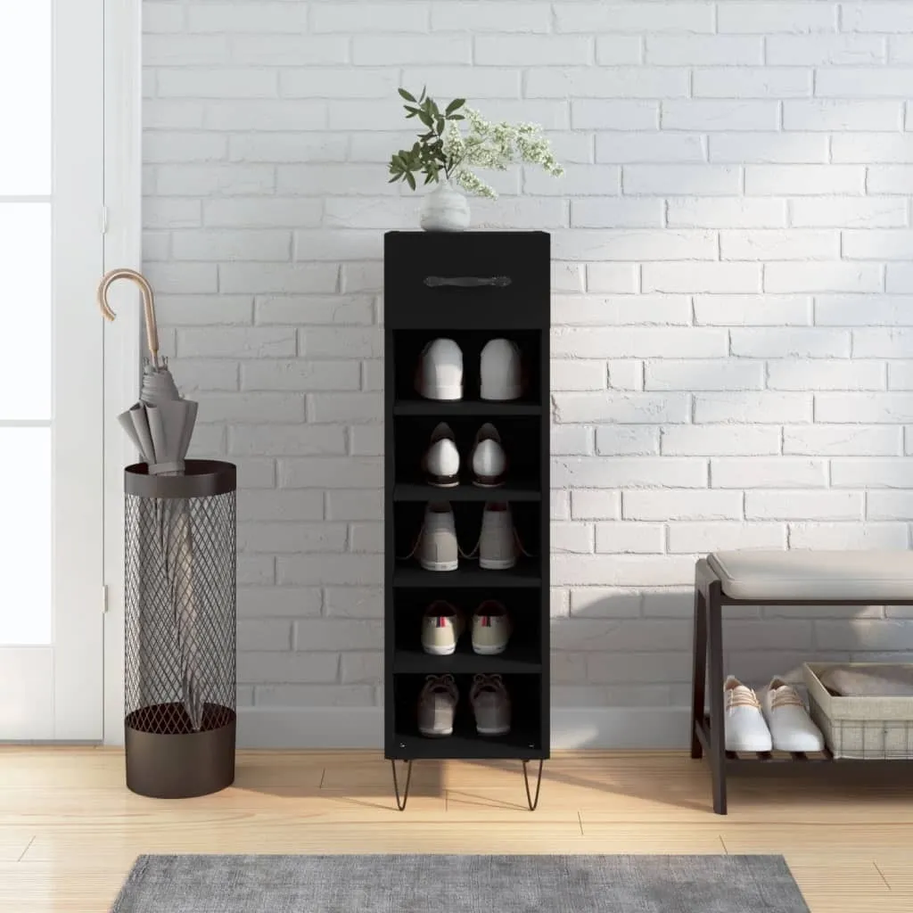 The Living Store scarpiera nera 30x35x105 cm materiale legno