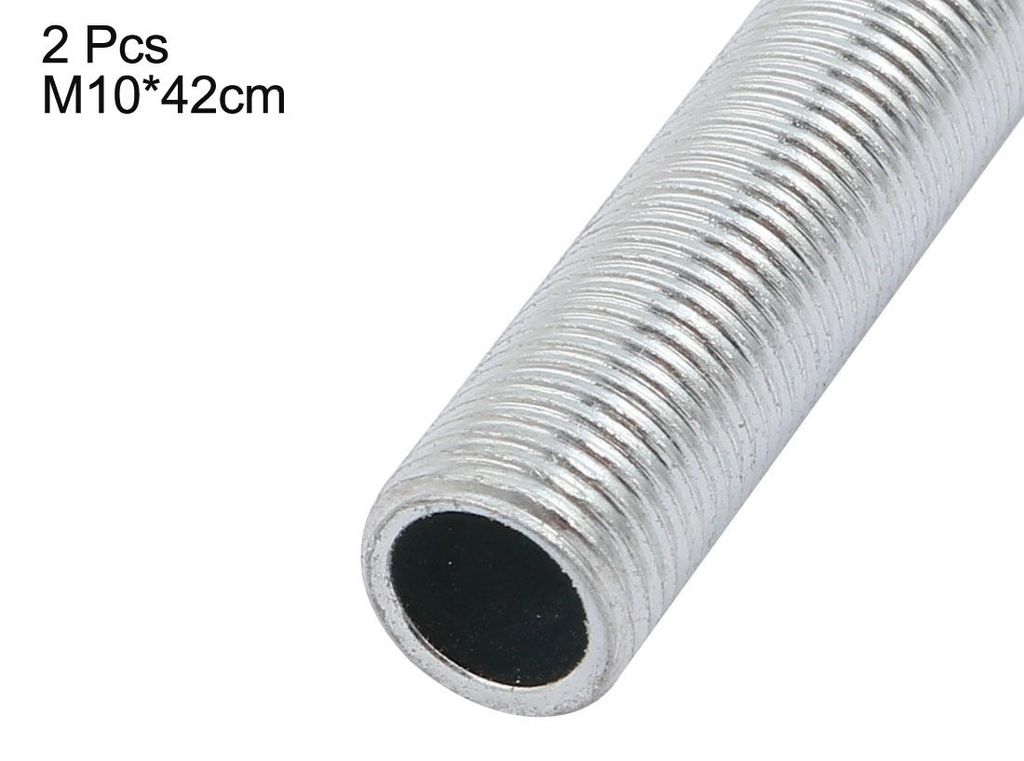 Lampenrohrnippel, M10 Gewinde 420 mm L?nge Hohllampen Reparaturteil Hardware fš¹r Lampenlichter, silberfarben verzinkt, 2er Pack