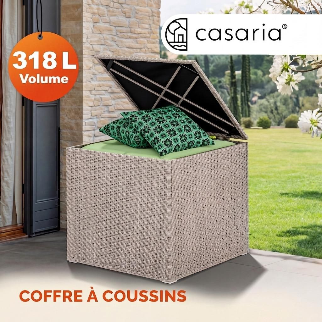 CASARIA® Coffre de rangement en polyrotin 318 L beige avec Image du produit 