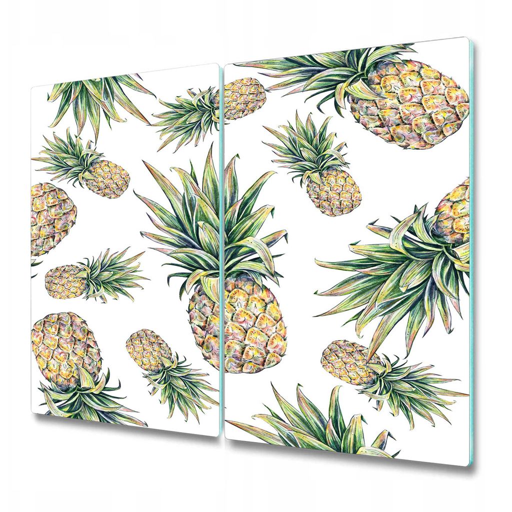 Küchenteller - Schneidebrett Glas - Herdabdeckung -Fallende Ananas