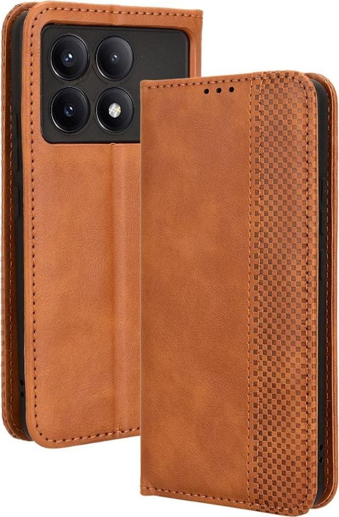 Xiaomi Poco X6 Pro 5G Hülle - Coverup Vintage Style Klapphülle - Braun