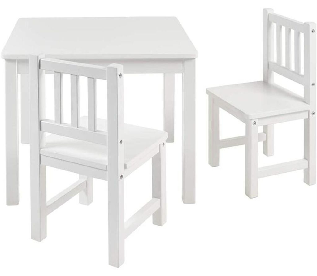 Bomi Amy Kindertafel met 2 Stoeltjes HoutWit - Massief Productafbeelding 