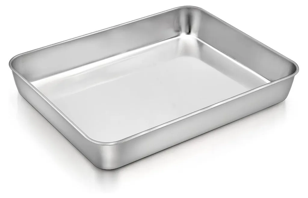 Teglia Professionale Inox 24x18x5cm - Piastra Alta per Cottura Forno
